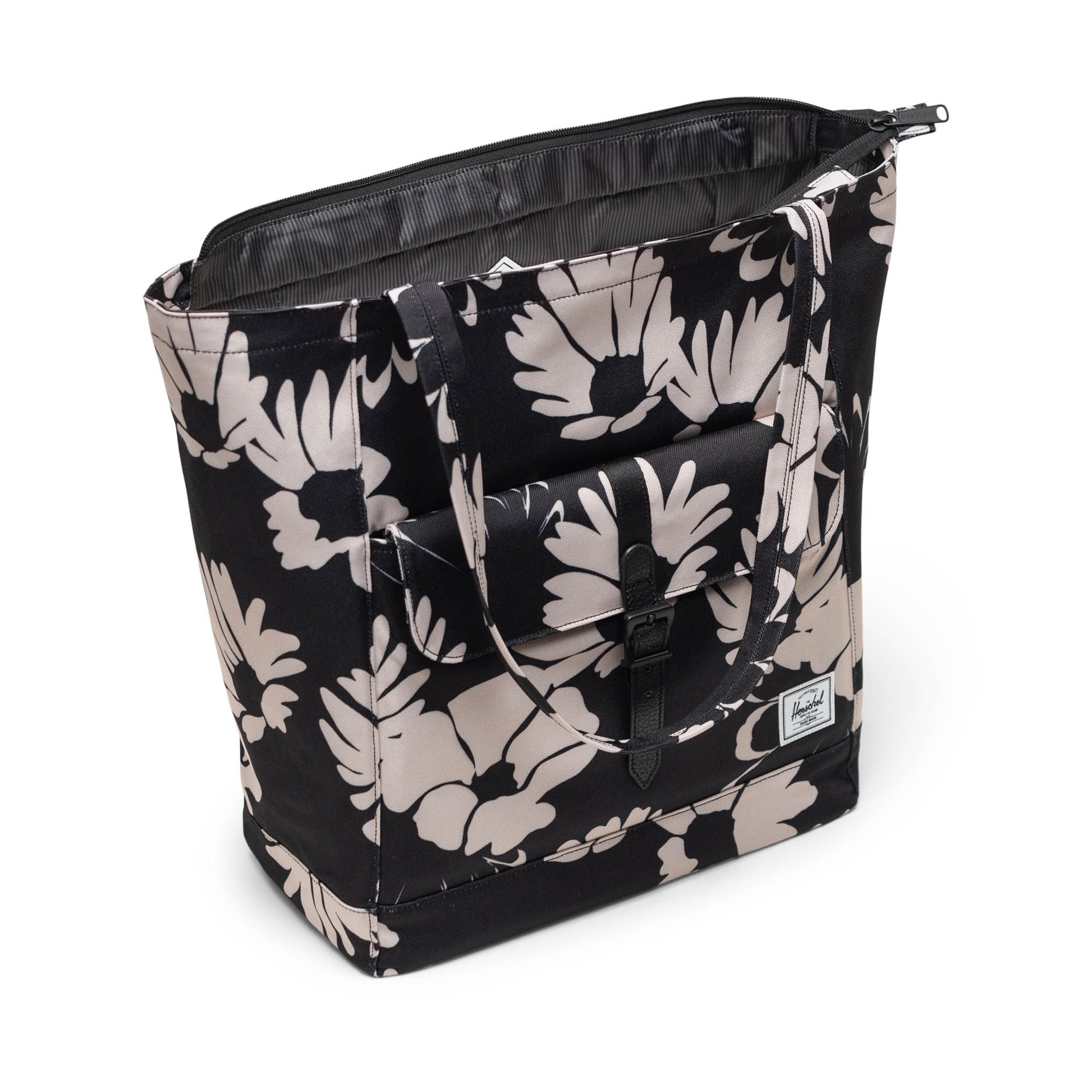 Papatya Siyah - Beyaz Herschel Retreat Tote Omuz Çantası Su İtici Kumaş Omuz Çantası, 20 L