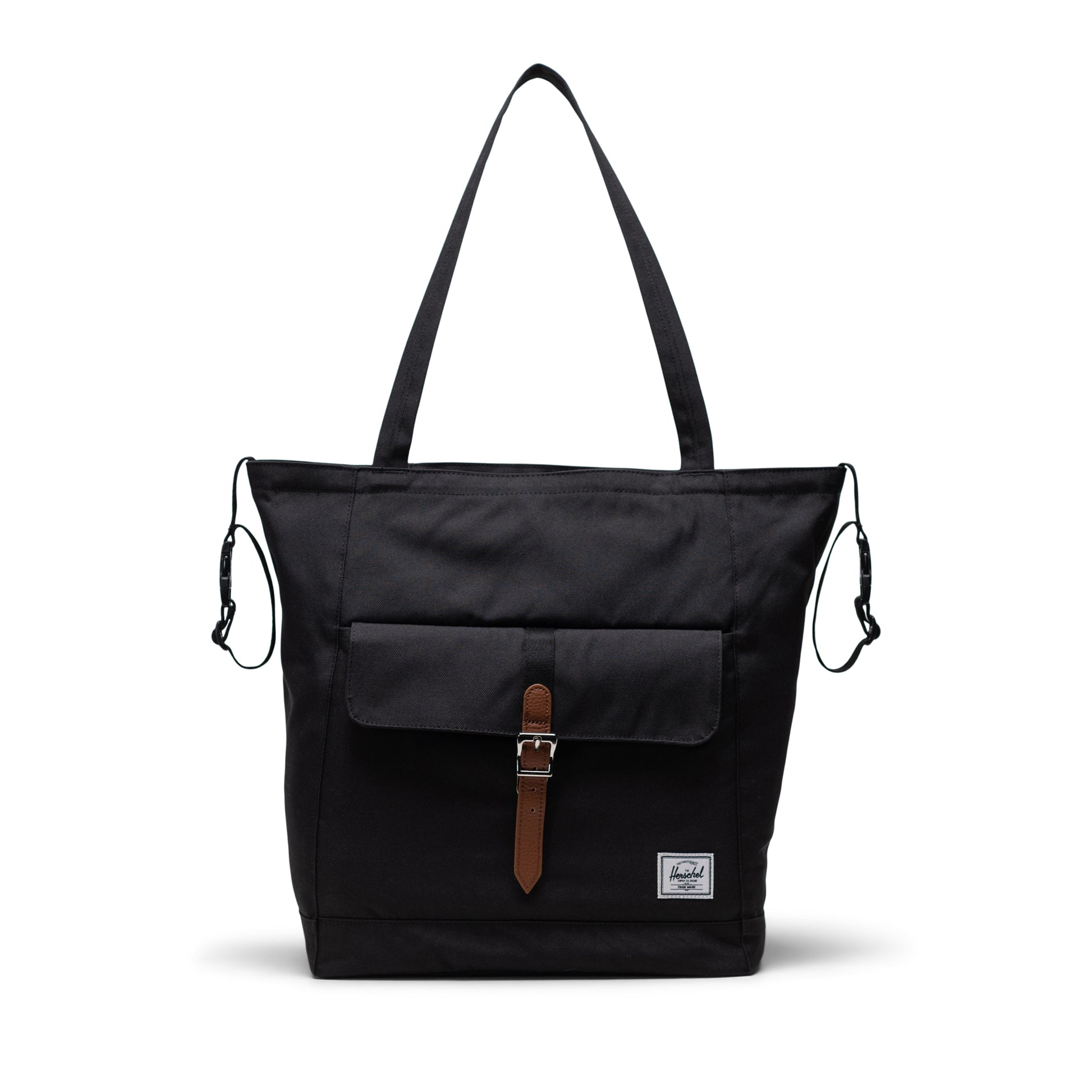Siyah Herschel Retreat Tote Omuz Çantası Diaper Alt Açma Matlı Anne Bebek Omuz Çantası, 14" Laptop Uyumlu, 18.5L