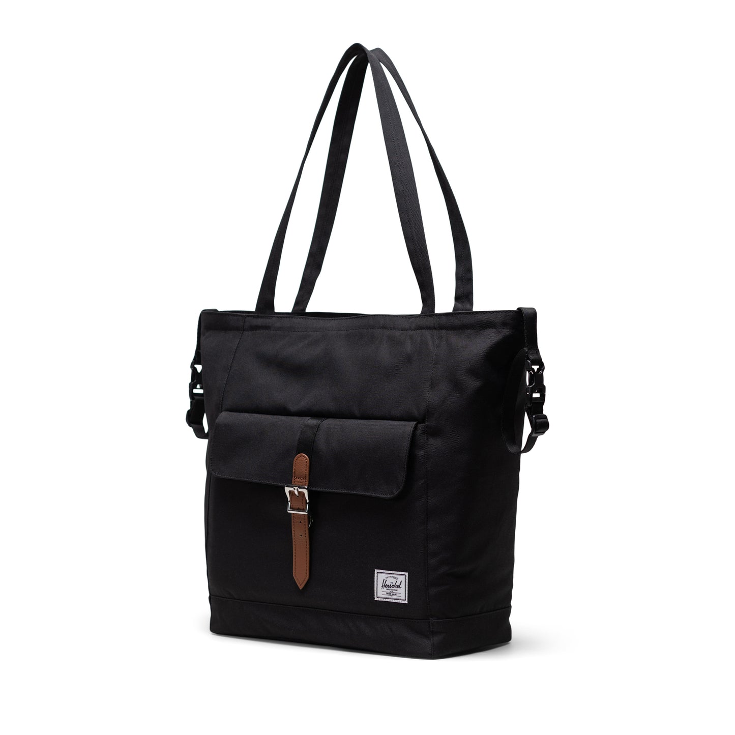 Siyah Herschel Retreat Tote Omuz Çantası Diaper Alt Açma Matlı Anne Bebek Omuz Çantası, 14" Laptop Uyumlu, 18.5L