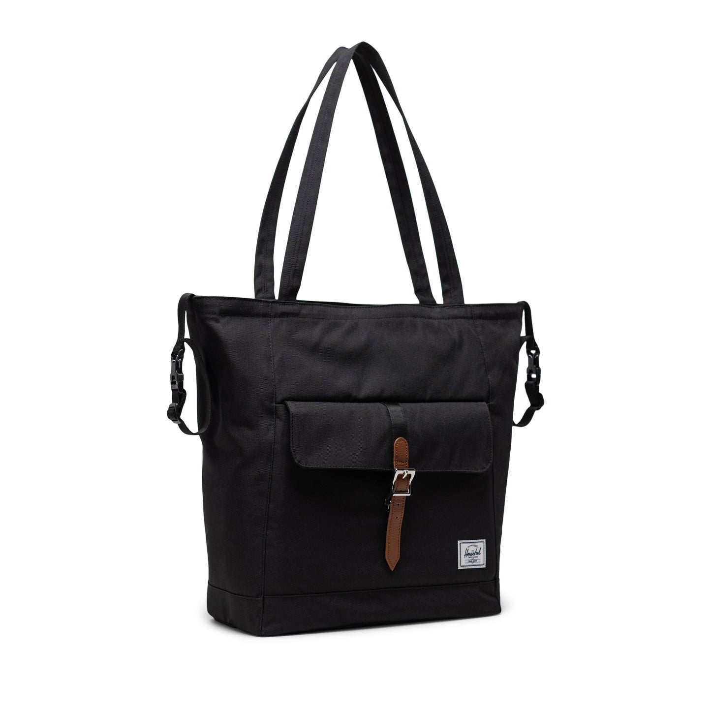 Siyah Herschel Retreat Tote Omuz Çantası Diaper Alt Açma Matlı Anne Bebek Omuz Çantası, 14" Laptop Uyumlu, 18.5L