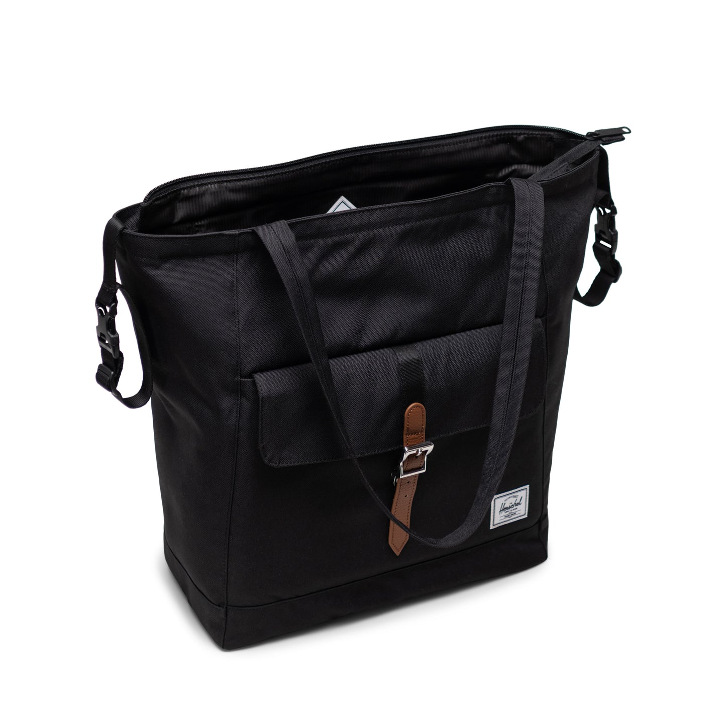 Siyah Herschel Retreat Tote Omuz Çantası Diaper Alt Açma Matlı Anne Bebek Omuz Çantası, 14" Laptop Uyumlu, 18.5L