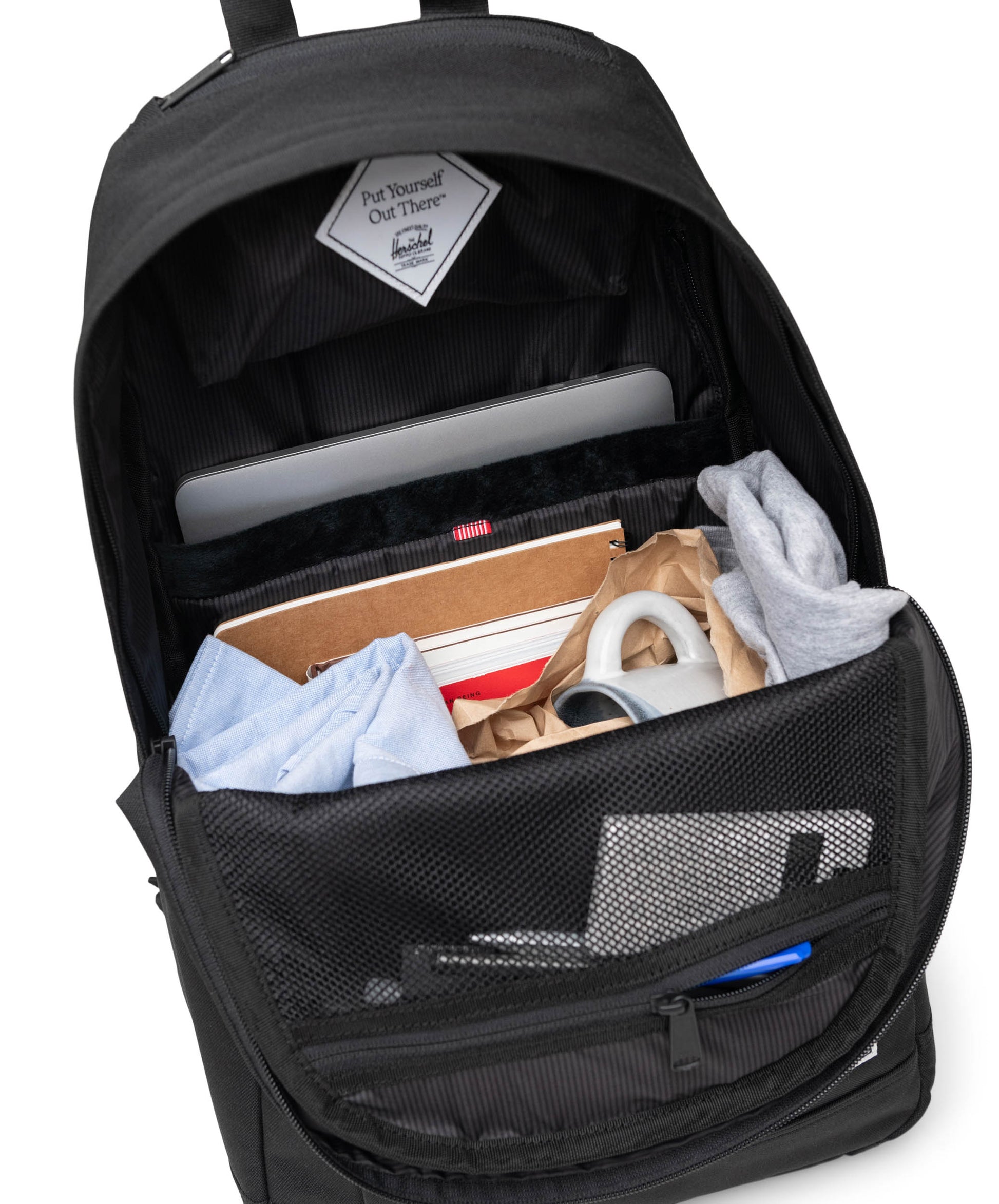 Siyah Herschel Seymour Su İtici Kumaş Sırt Çantası, 16" Laptop Uyumlu, 26 L