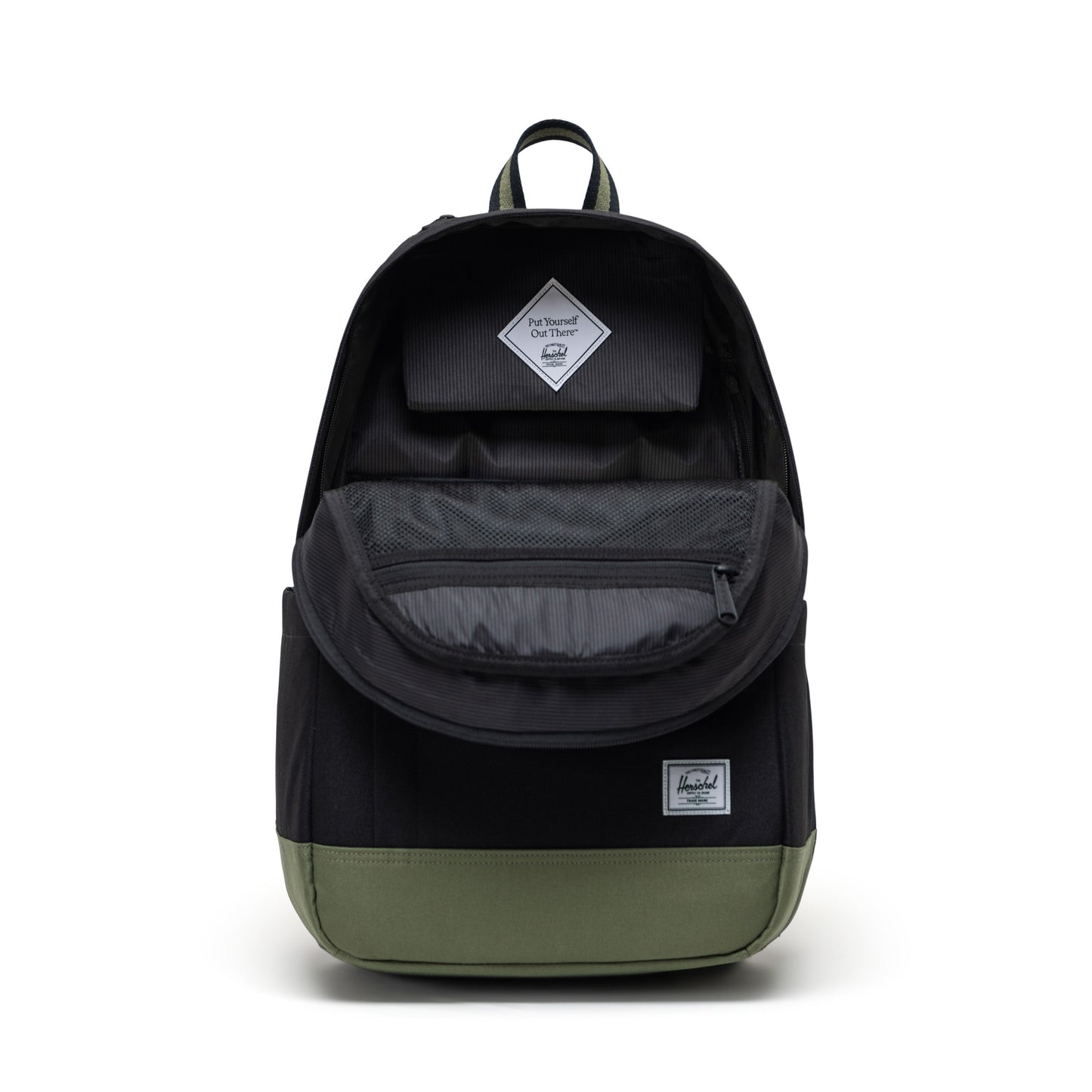 Siyah - Yonca Yeşili Herschel Seymour Su İtici Kumaş Sırt Çantası, 16" Laptop Uyumlu, 26 L