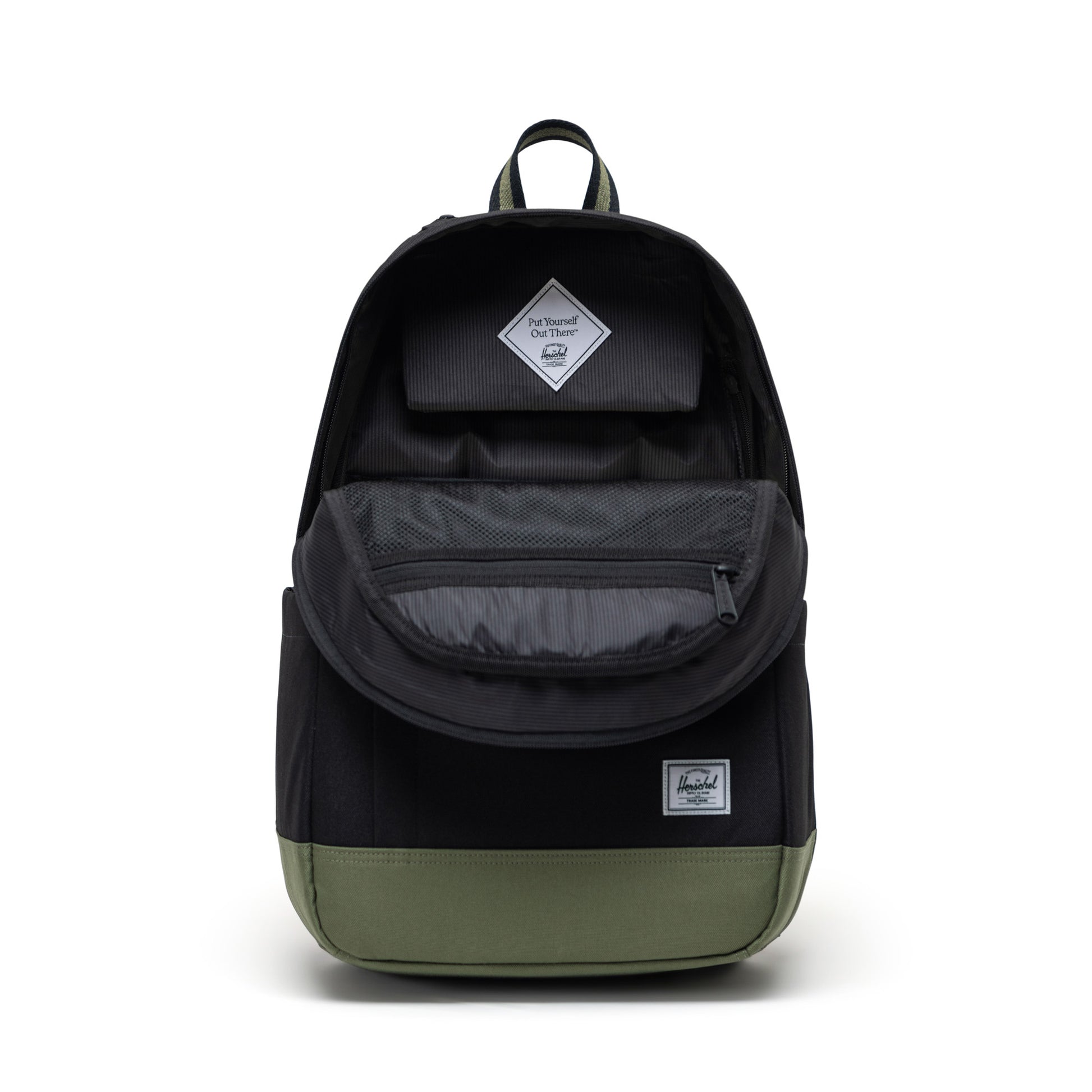 Siyah - Yonca Yeşili Herschel Seymour Su İtici Kumaş Sırt Çantası, 16" Laptop Uyumlu, 26 L