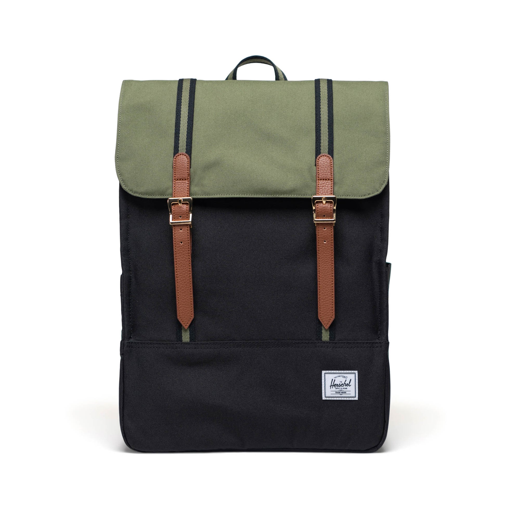 Siyah - Yonca Yeşili Herschel Survey Su İtici Kumaş Sırt Çantası, 16" Laptop Uyumlu, 20 L