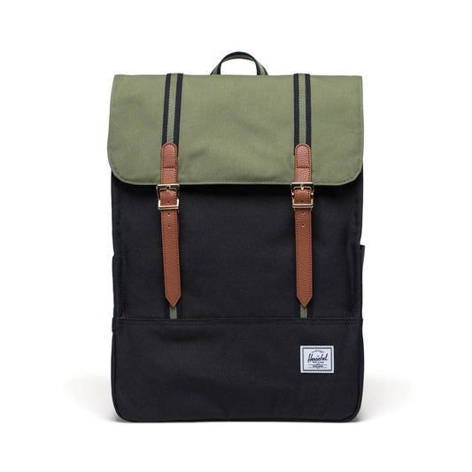 Siyah - Yonca Yeşili Herschel Survey Su İtici Kumaş Sırt Çantası, 16" Laptop Uyumlu, 20 L