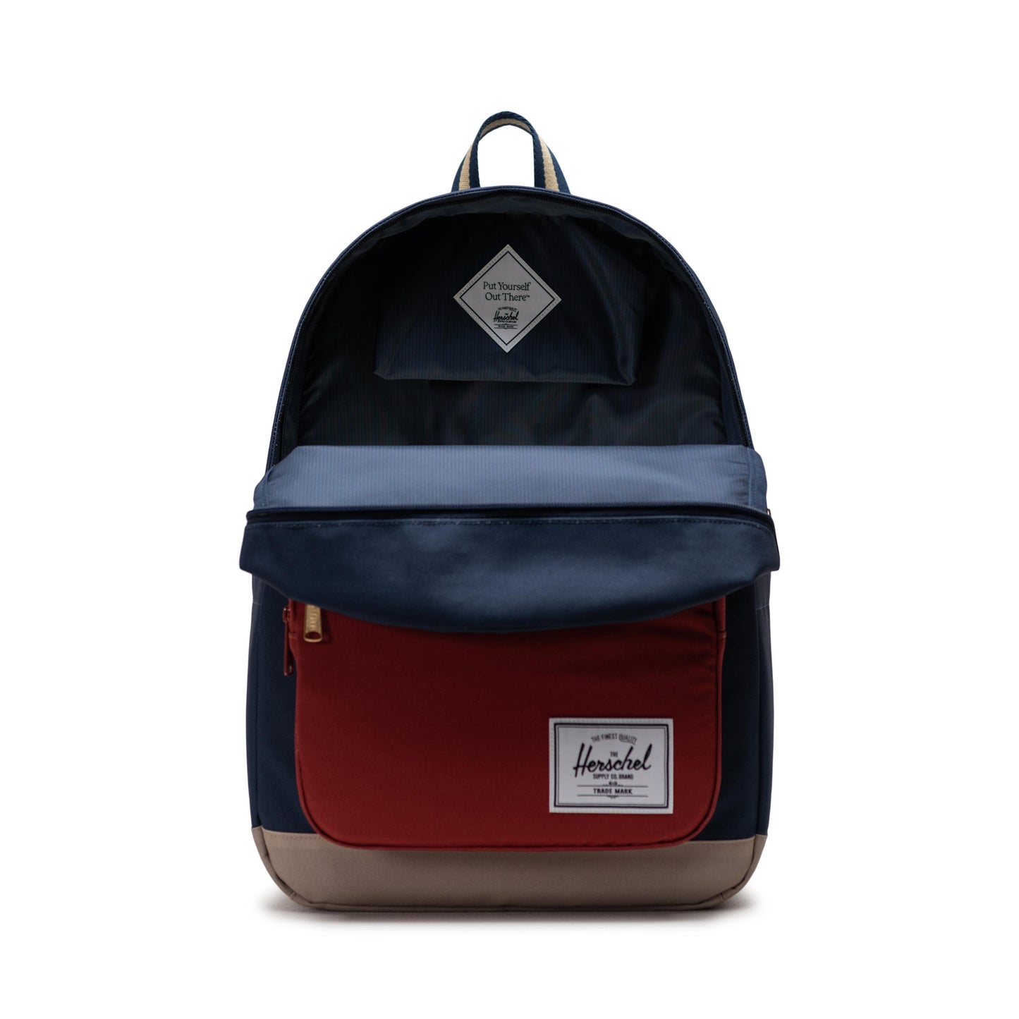 Lacivert - Kızıl Kahve Herschel Pop Quiz Su İtici Kumaş Sırt Çantası, 16" Laptop Uyumlu, 25 L