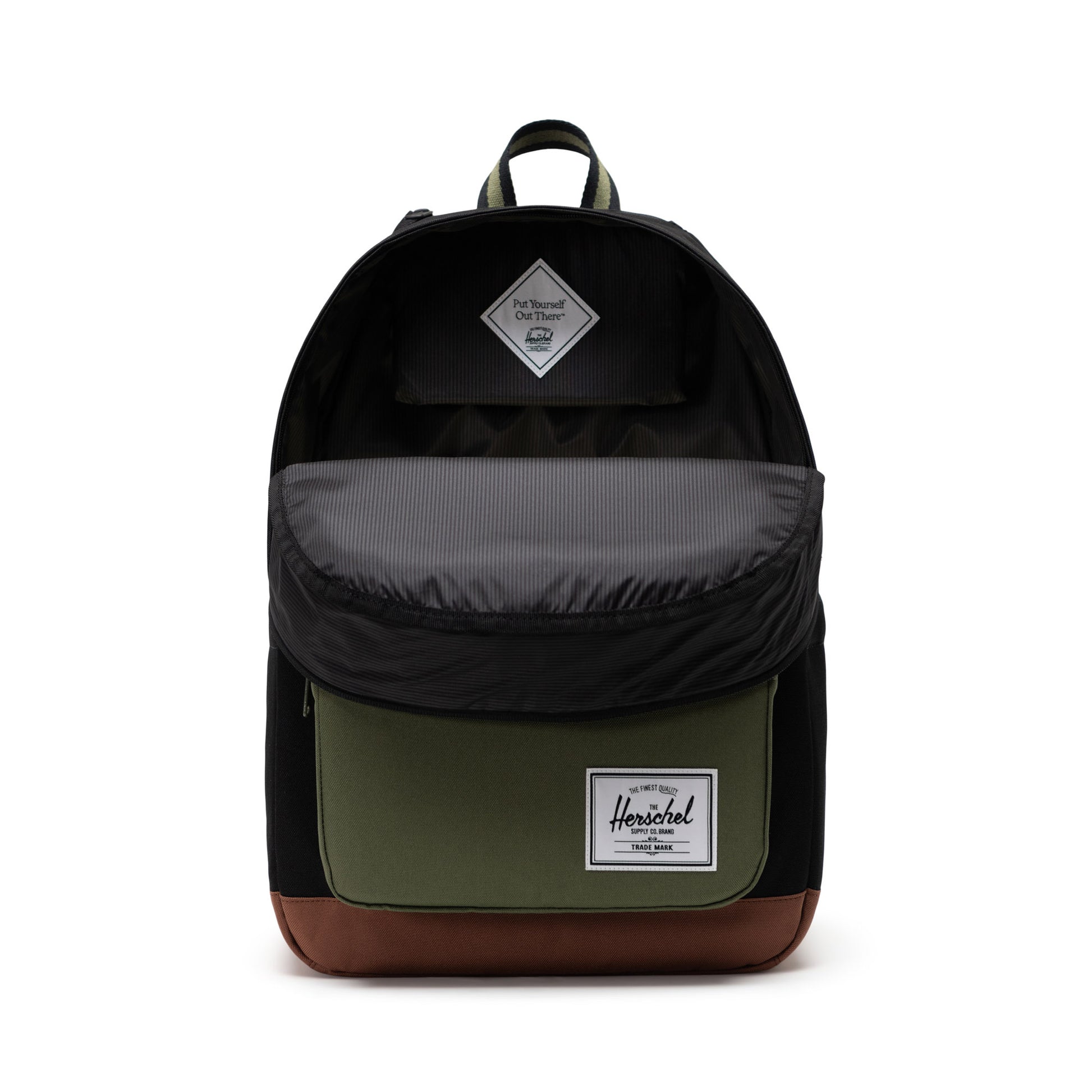 Siyah - Canlı Yeşil - Taba Herschel Pop Quiz Su İtici Kumaş Sırt Çantası, 16" Laptop Uyumlu, 25 L