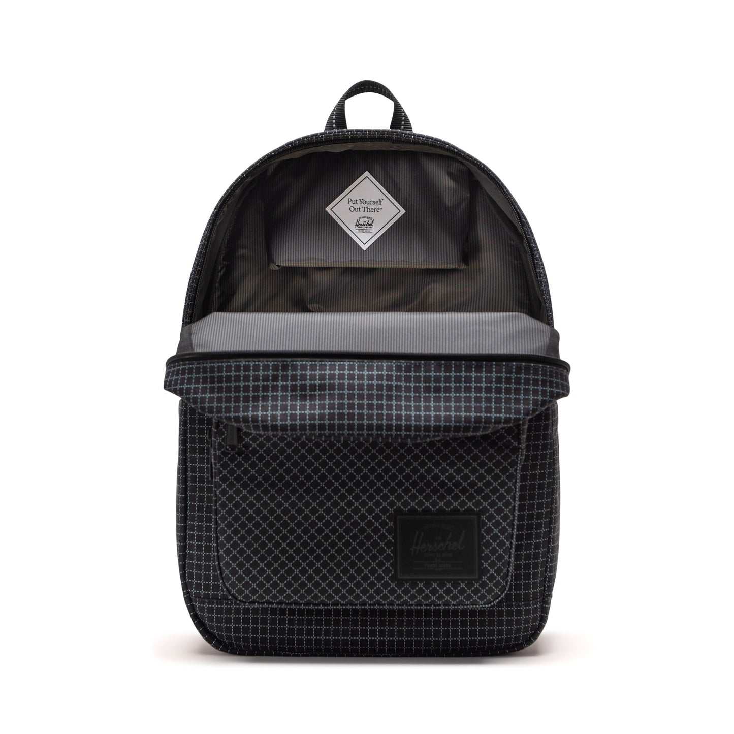 Grid Siyah Herschel Pop Quiz Su İtici Kumaş Sırt Çantası, 16" Laptop Uyumlu, 25 L
