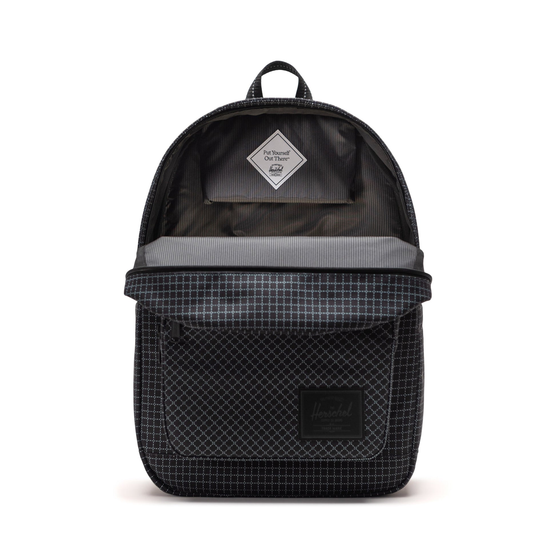 Grid Siyah Herschel Pop Quiz Su İtici Kumaş Sırt Çantası, 16" Laptop Uyumlu, 25 L