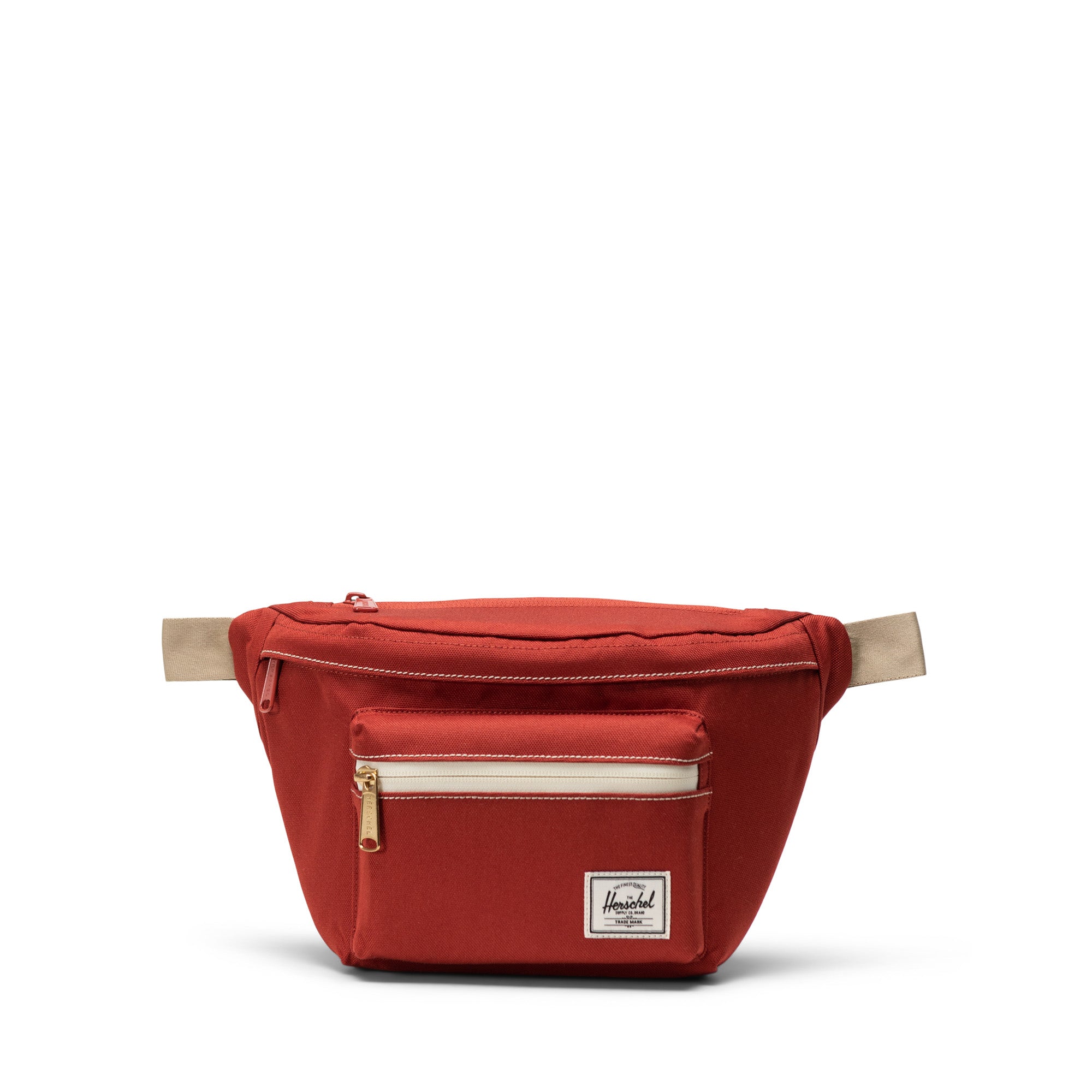 Kiremit - Beyaz Dikişli Herschel Pop Quiz Suya Dayanıklı Kumaş Bel Çantası, 3.5 L