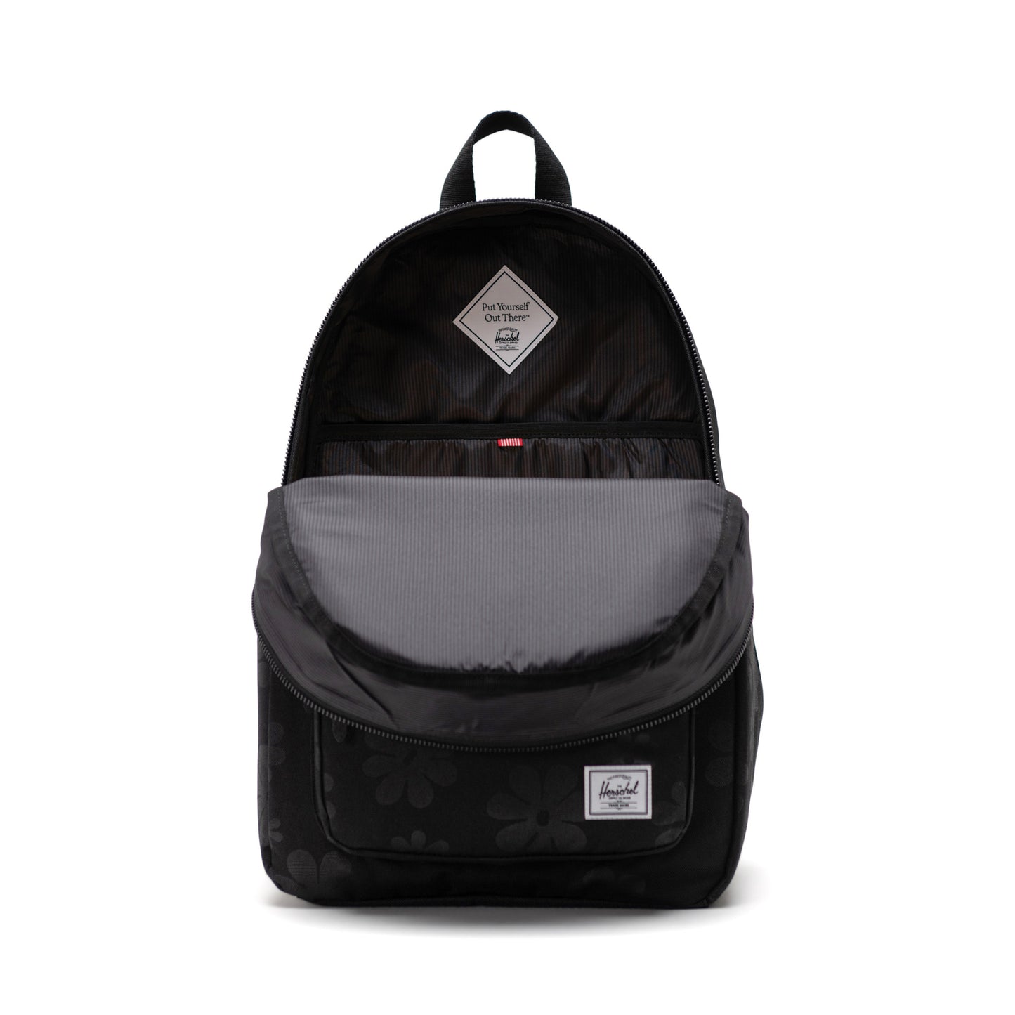 Çiçek Desenli Siyah Herschel Settlement Su İtici Kumaş Sırt Çantası, 16" Laptop Uyumlu, 23 L