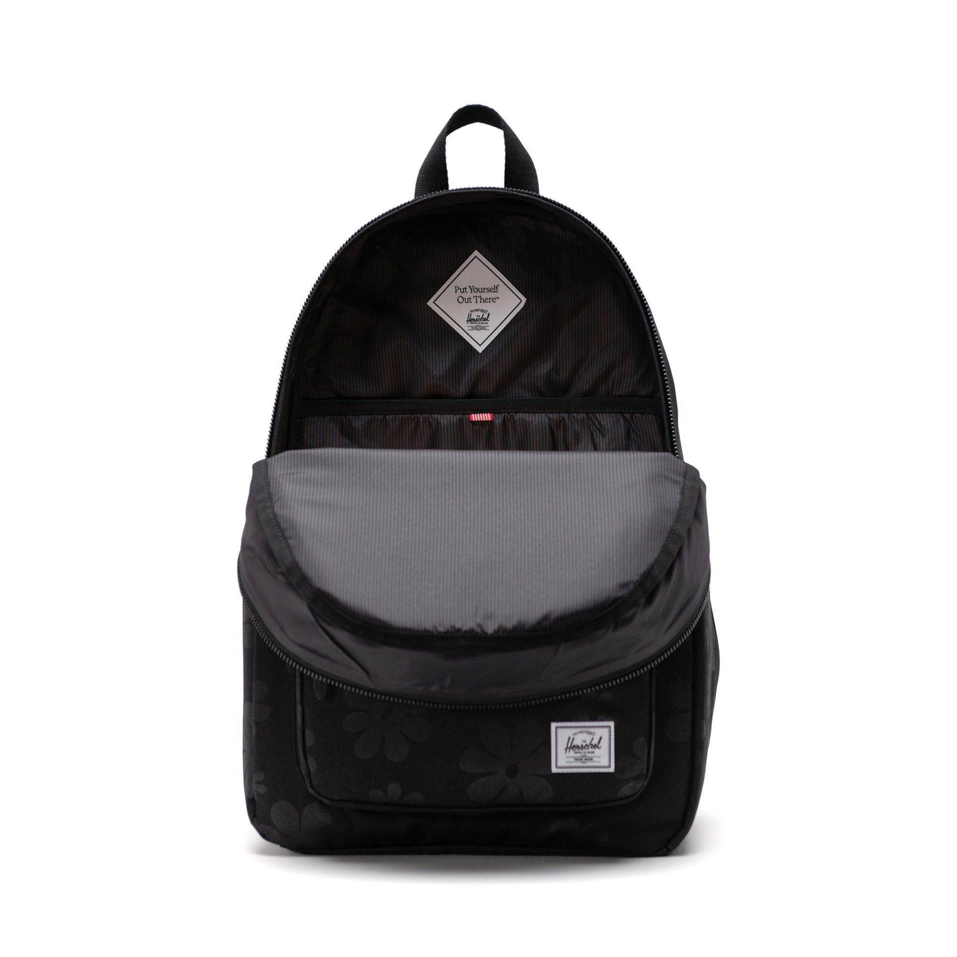 Çiçek Desenli Siyah Herschel Settlement Su İtici Kumaş Sırt Çantası, 16" Laptop Uyumlu, 23 L