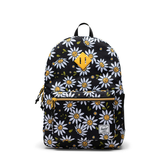 Siyah Papatya Desen Herschel Heritage Genç Su İtici Kumaş Sırt Çantası, 14" Laptop Uyumlu, 26 L