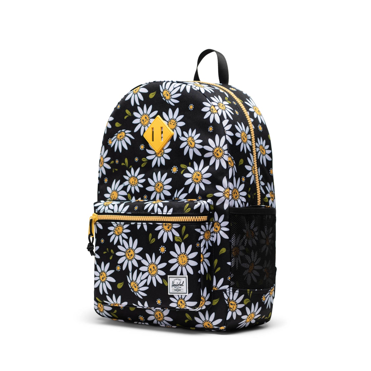 Siyah Papatya Desen Herschel Heritage Genç Su İtici Kumaş Sırt Çantası, 14" Laptop Uyumlu, 26 L