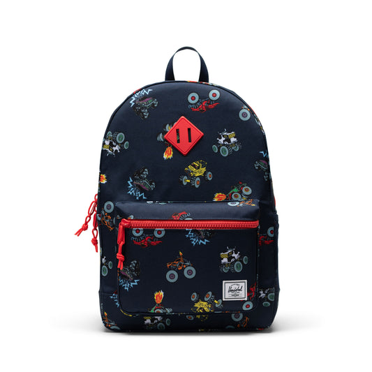 Lacivert - Monster Trucks Herschel Heritage Genç Su İtici Kumaş Sırt Çantası, 14" Laptop Uyumlu, 26 L