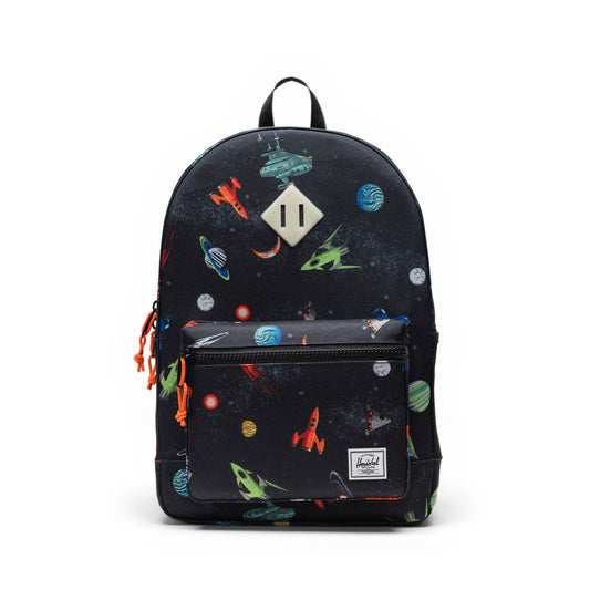 Uzay Desen Siyah Herschel Heritage Genç Su İtici Kumaş Sırt Çantası, 14" Laptop Uyumlu, 26 L