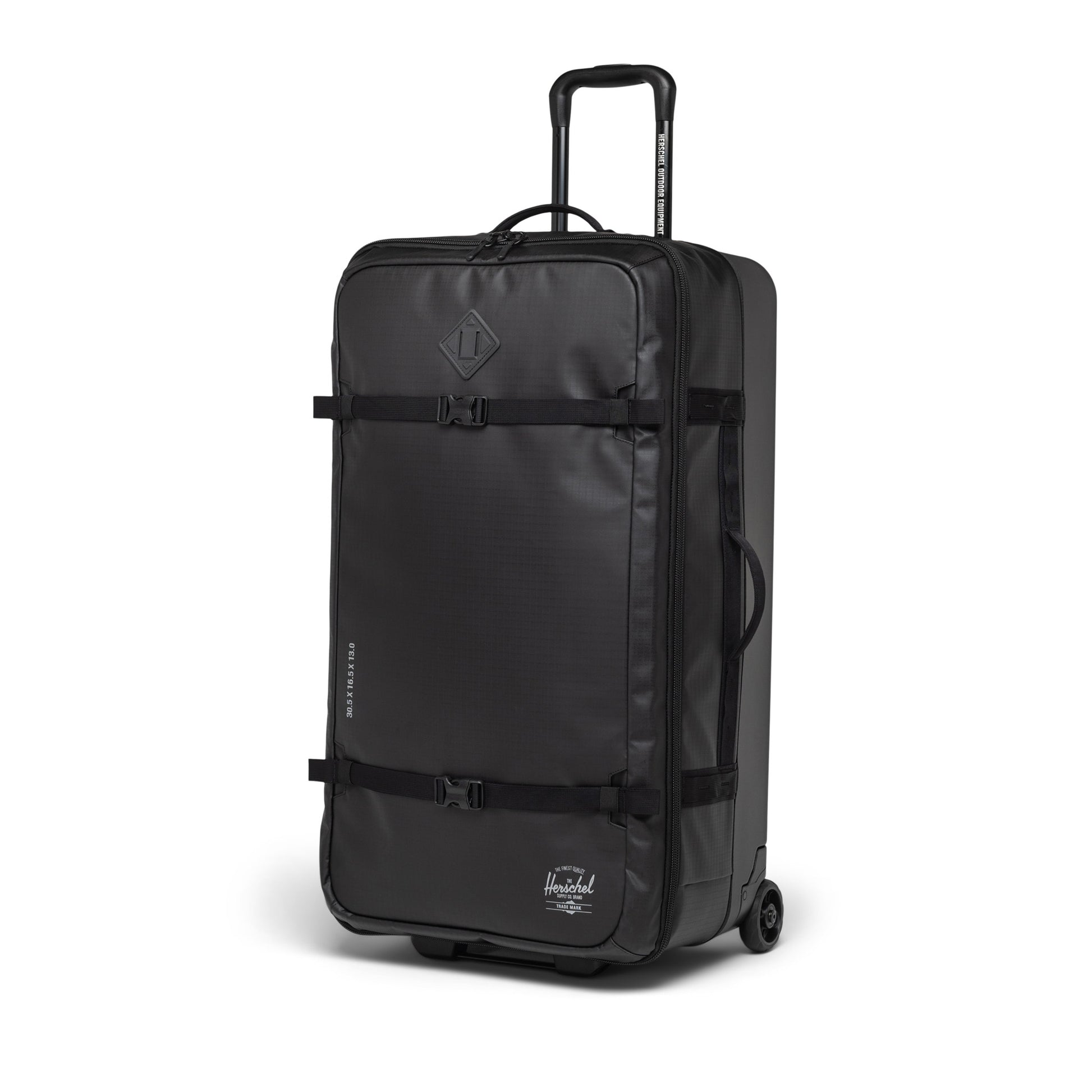 Siyah Herschel Hybrid Roller Dört Mevsim Kumaş ve Dayanıklı Gövde Kabin Boy Valiz, 96 L