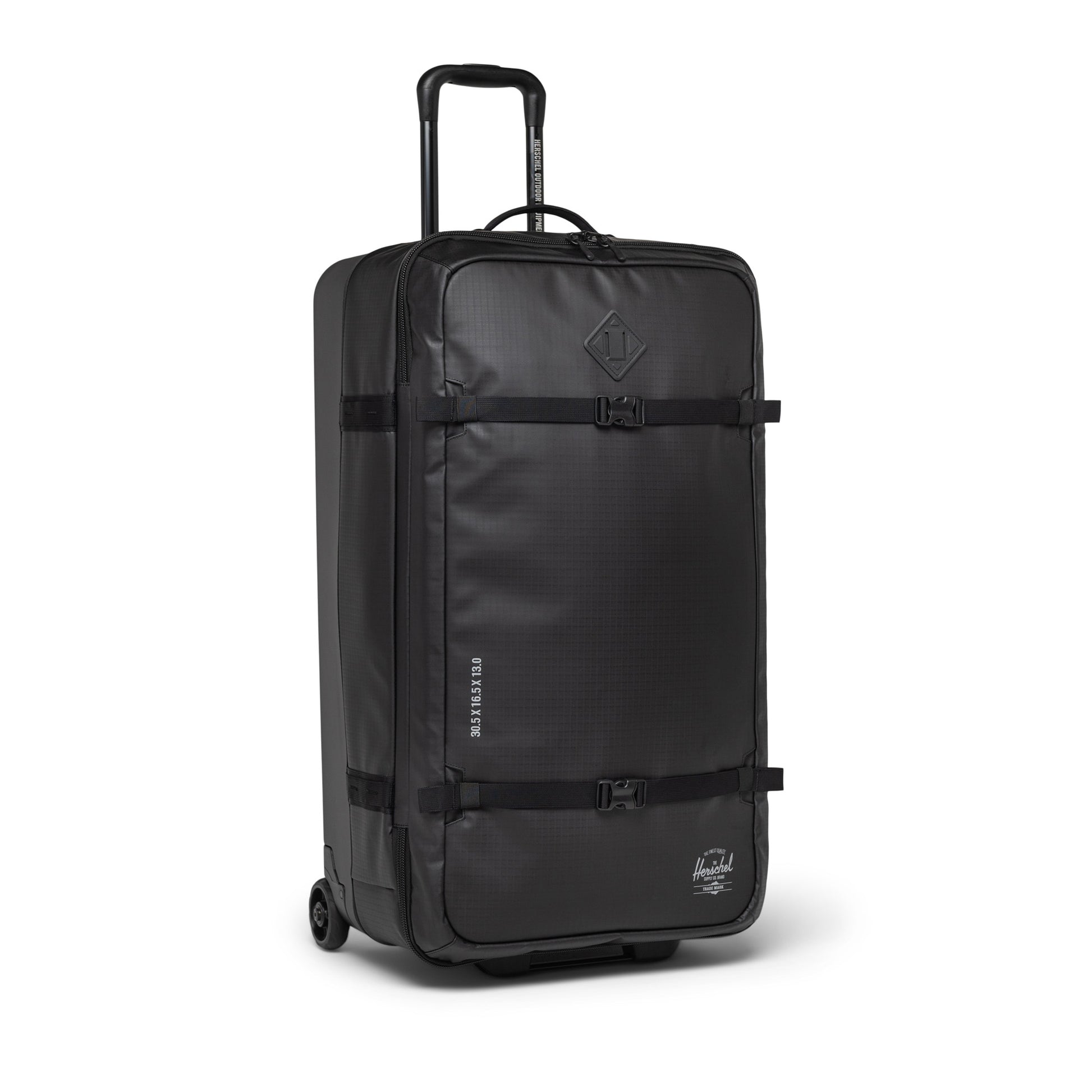 Siyah Herschel Hybrid Roller Dört Mevsim Kumaş ve Dayanıklı Gövde Kabin Boy Valiz, 96 L