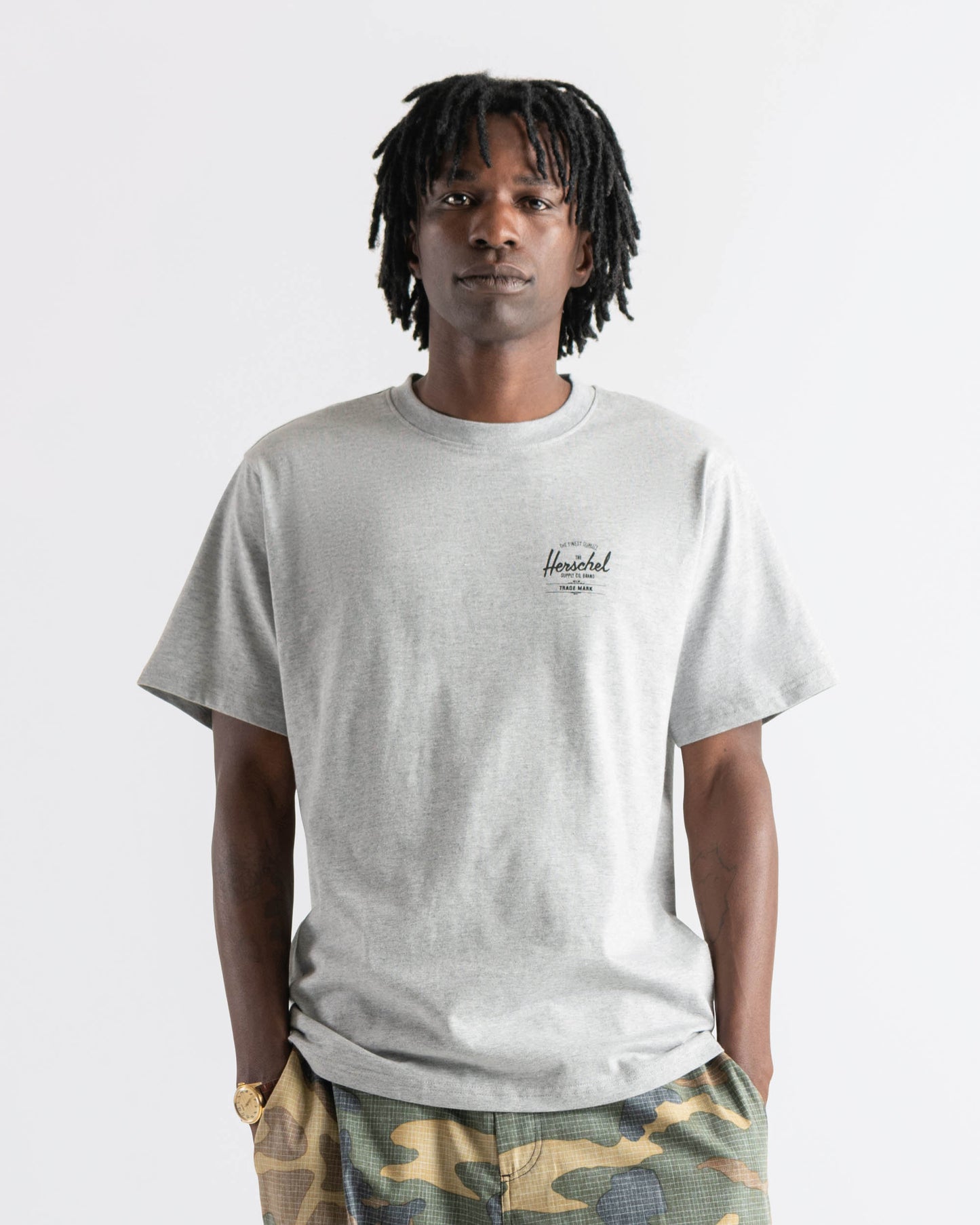 Açık Gri Melanj - Siyah Herschel Basic Erkek TShirt