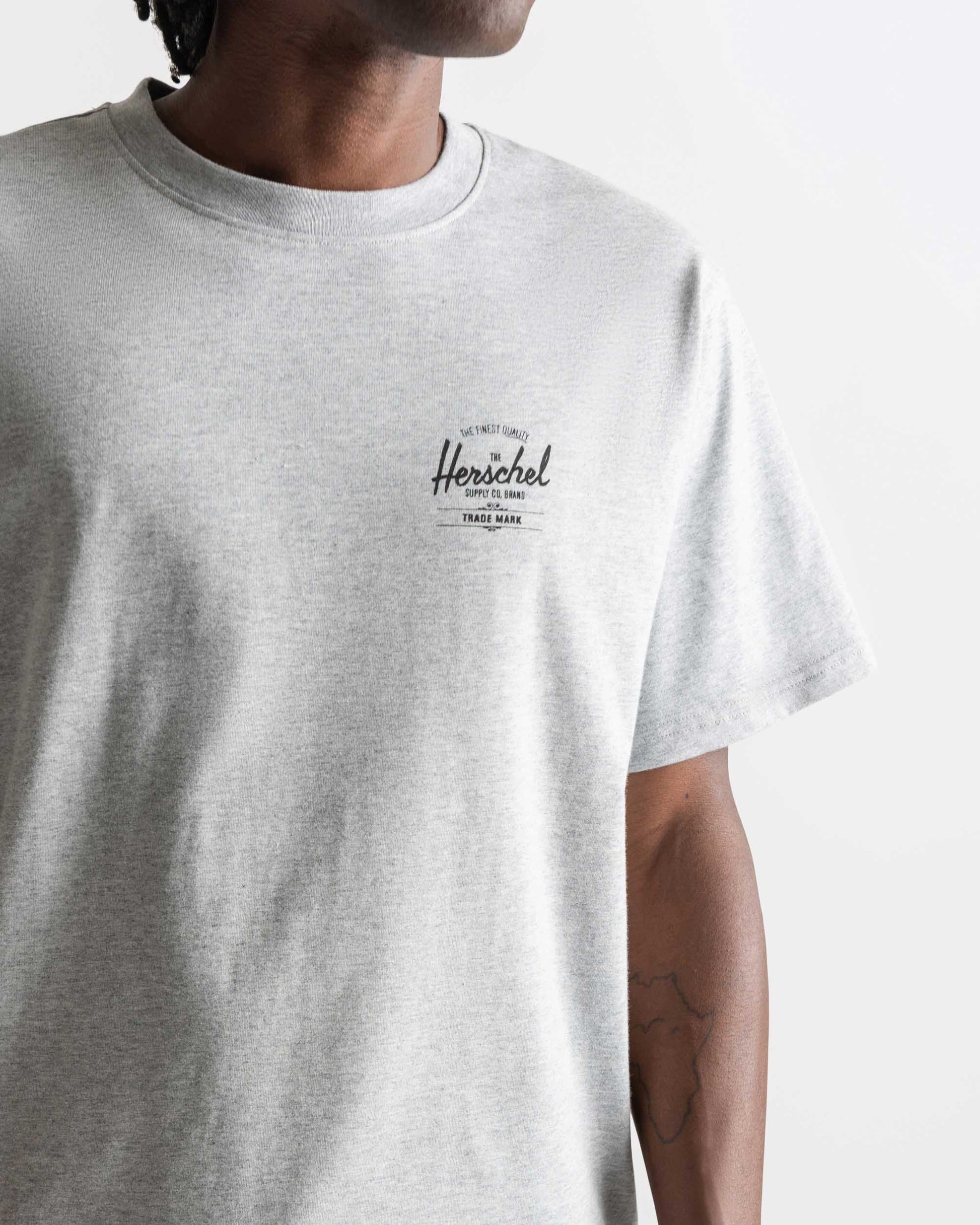 Açık Gri Melanj - Siyah Herschel Basic Erkek TShirt