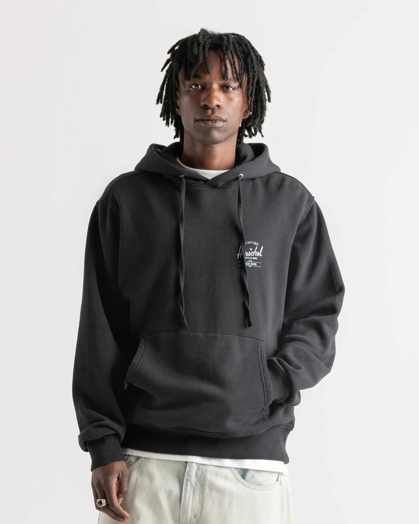 Siyah - Beyaz Herschel Basic Hoodie Men's Black/White