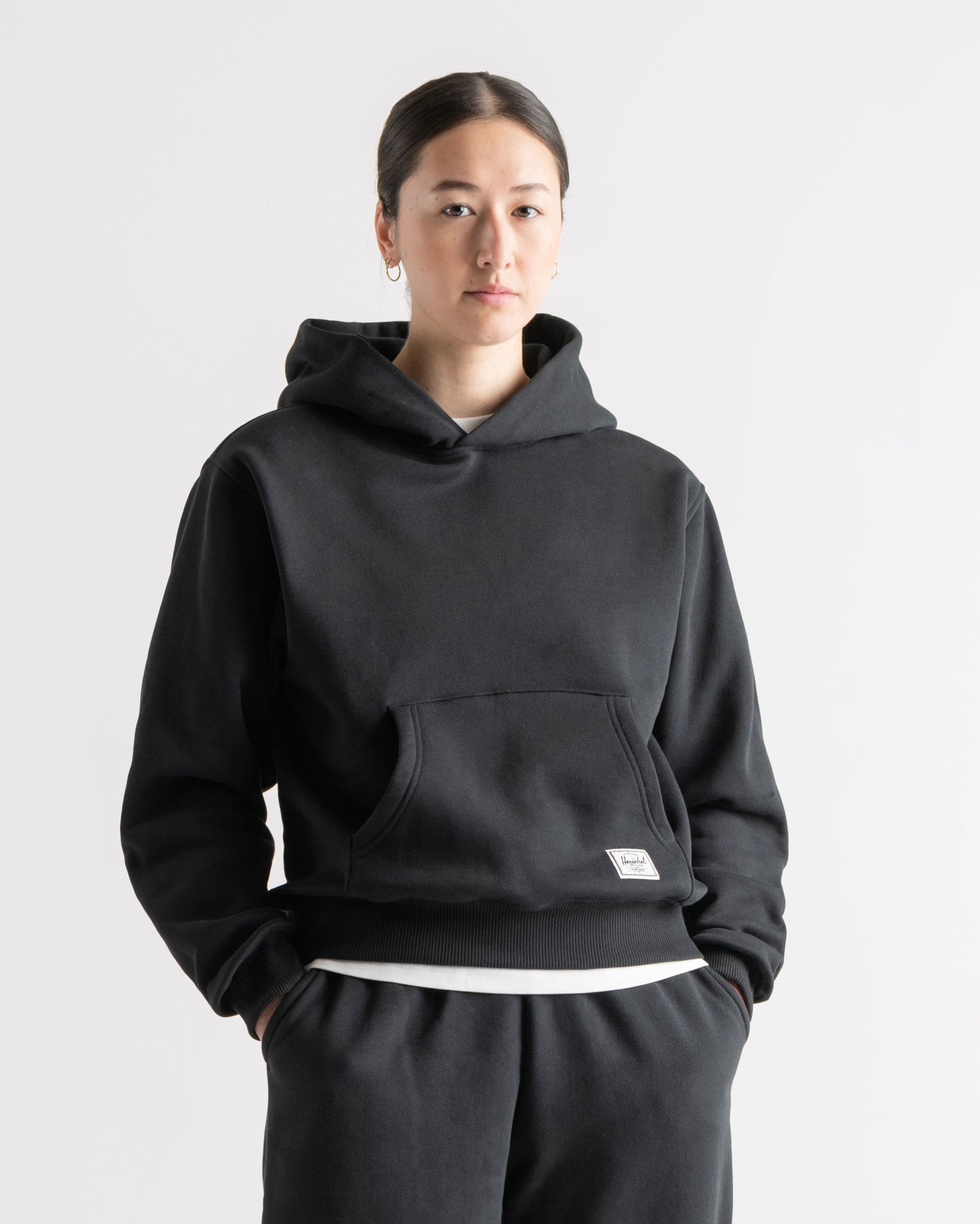 Siyah Herschel Basic Kadın Pamuklu Kapüşonlu Sweatshirt