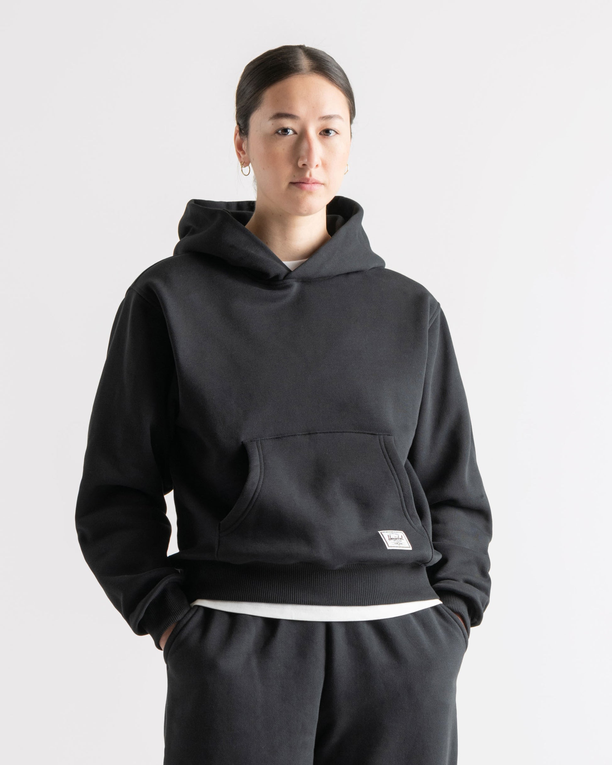 Siyah Herschel Basic Kadın Pamuklu Kapüşonlu Sweatshirt