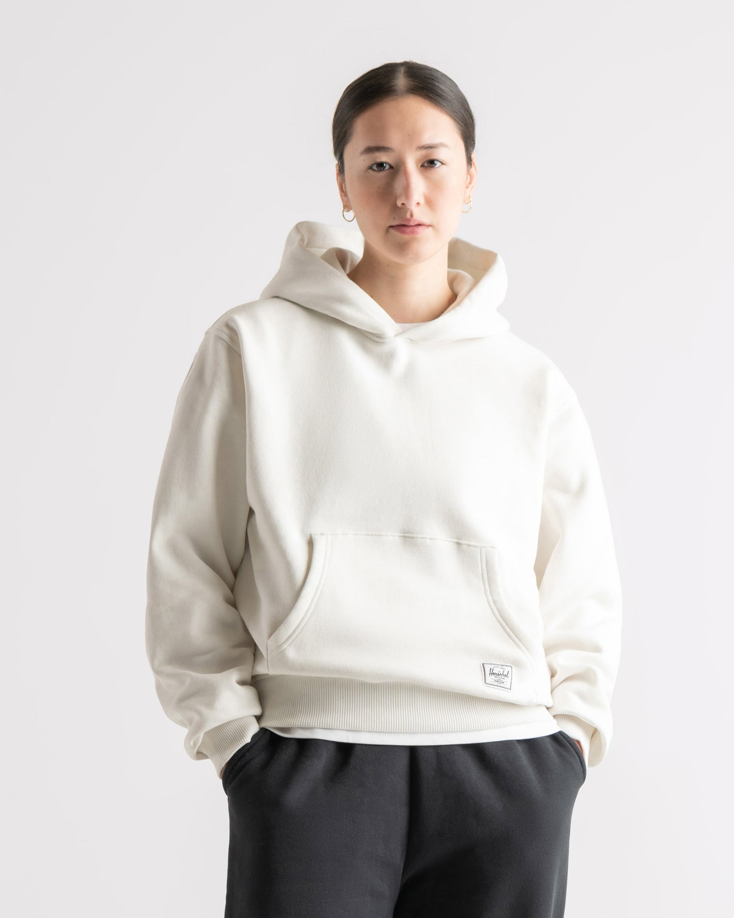 Fildişi Herschel Basic Kadın Pamuklu Kapüşonlu Sweatshirt