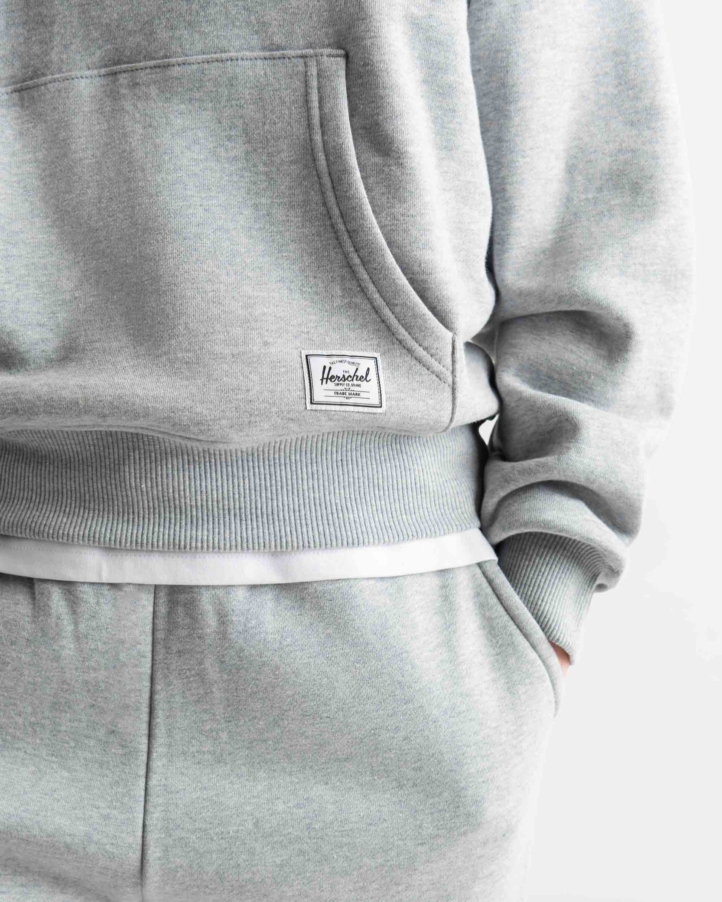 Açık Gri Melanj Herschel Basic Kadın Pamuklu Kapüşonlu Sweatshirt