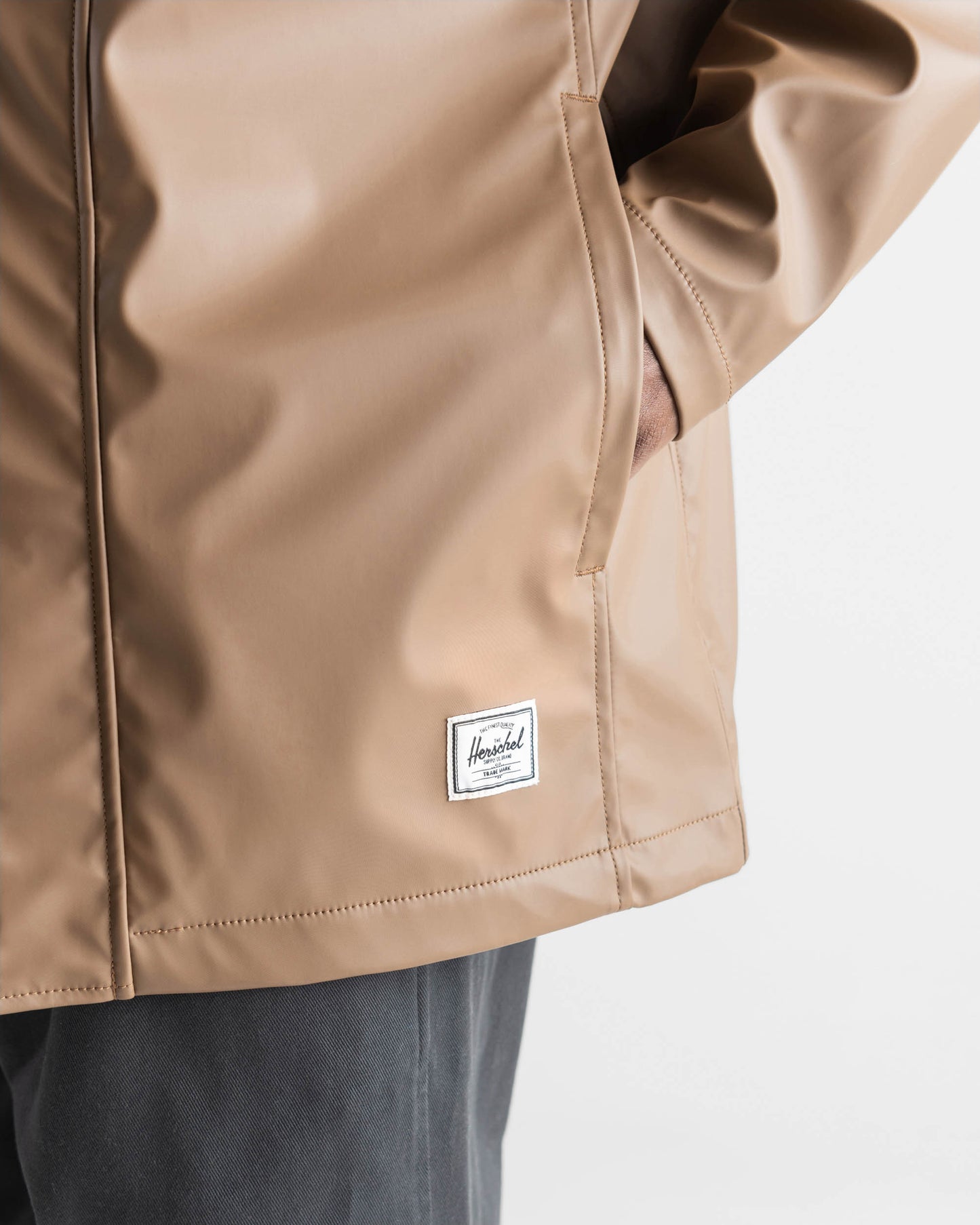 Açık Taba Herschel Classic Suya Dayanıklı Kumaş Kapüşonlu Erkek Yağmurluk